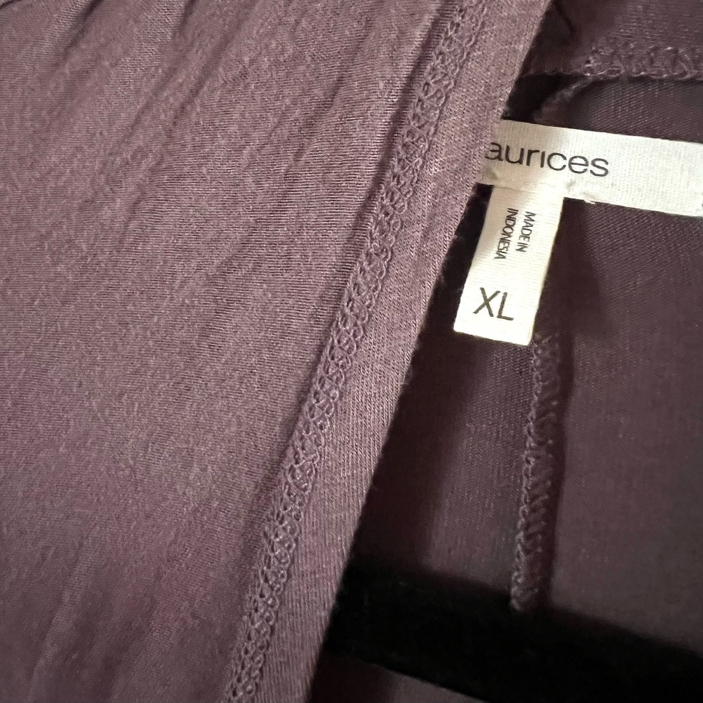Draped Open-Front Cardigan in Mauve Gray XL - Picture 3 of 3